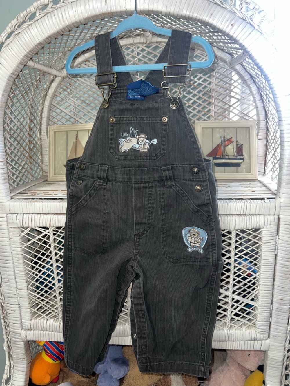 Vintage Y2K little legend little pilot bear overalls